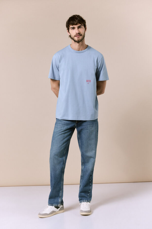 OOTO T-shirt lavada com logo Azul