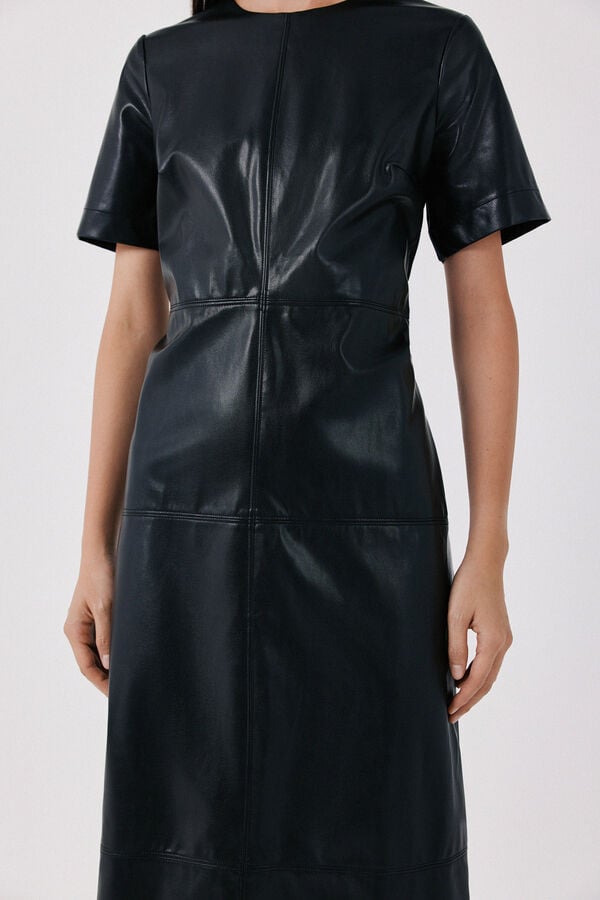 Cortefiel Vestido efeito pele Preto