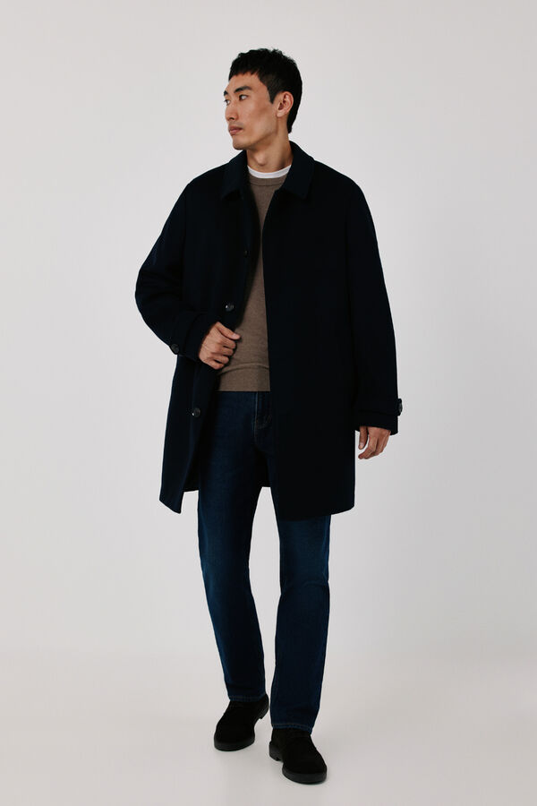 Cortefiel Shirt collar coat Navy