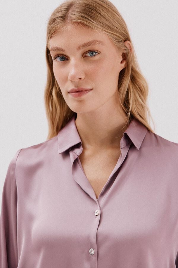 Cortefiel Satin-finish shirt Lilac