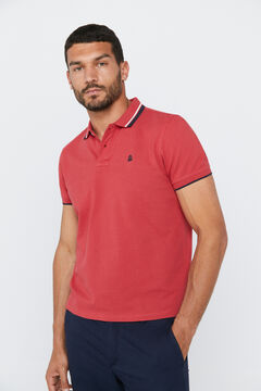 Cortefiel Piqué polo shirt with tipping Red garnet