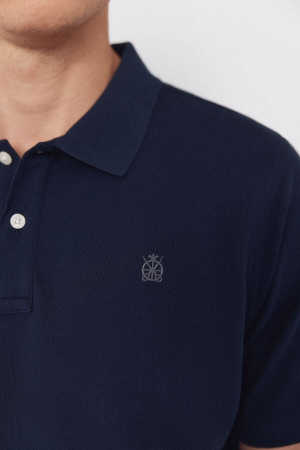 Cortefiel Basic piqu&eacute; polo shirt Navy