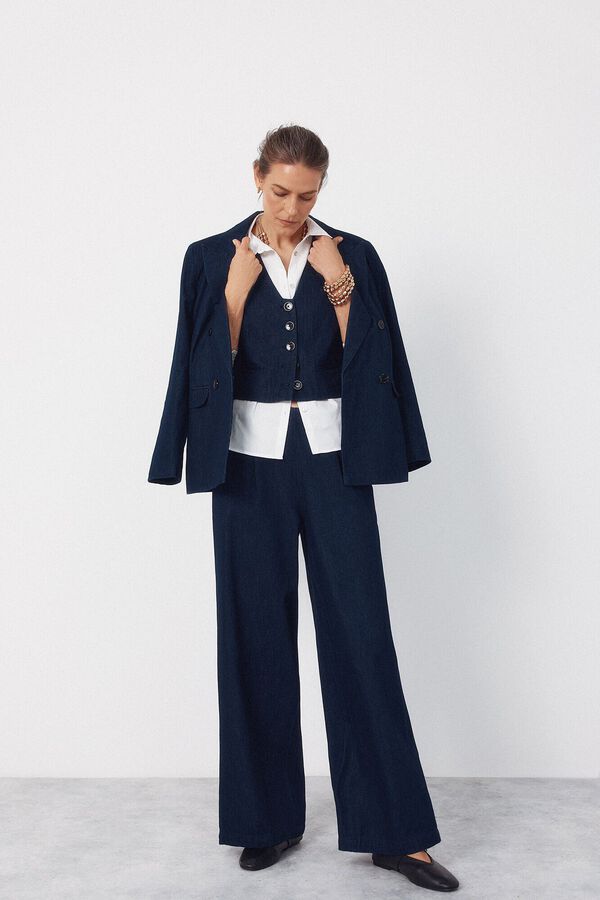 Cortefiel Tailored denim vest Blue