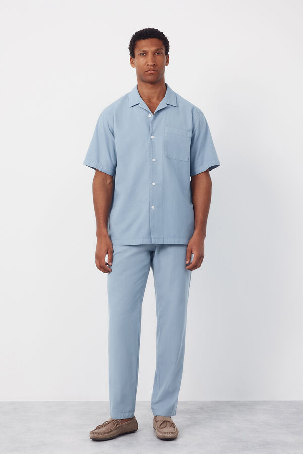 Cortefiel Trousers with elastic waistband and regular drawstrings Blue