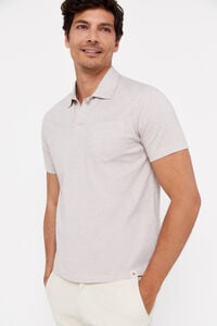 Cortefiel Lightweight striped polo shirt with pocket Beige