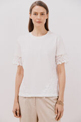 Cortefiel Lace detail t-shirt White