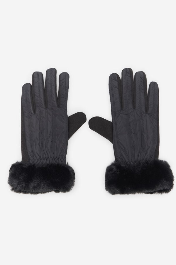 Cortefiel Hairy nylon glove Black