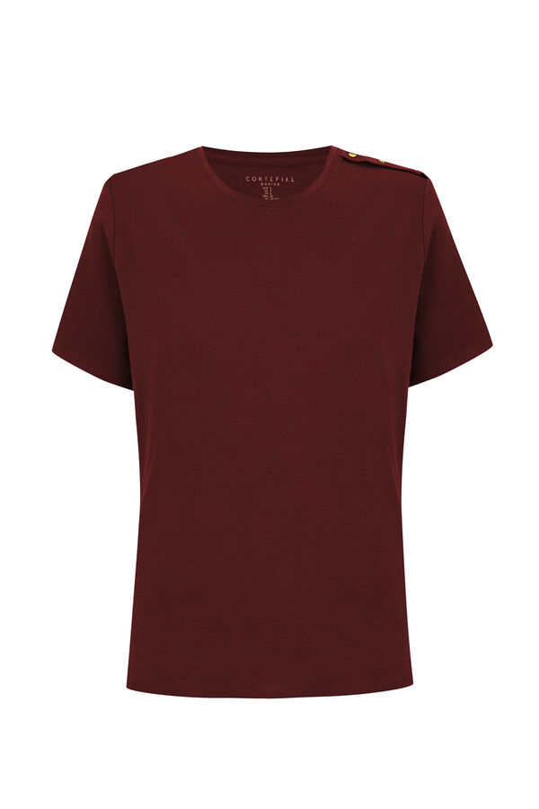 Cortefiel Gold button basic T-shirt Maroon