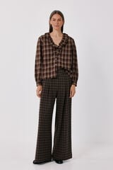 Cortefiel Women's plaid trousers Printed brown