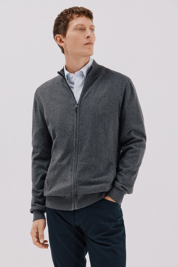 Cortefiel Cardigan de algodão e cashmere Cinzento