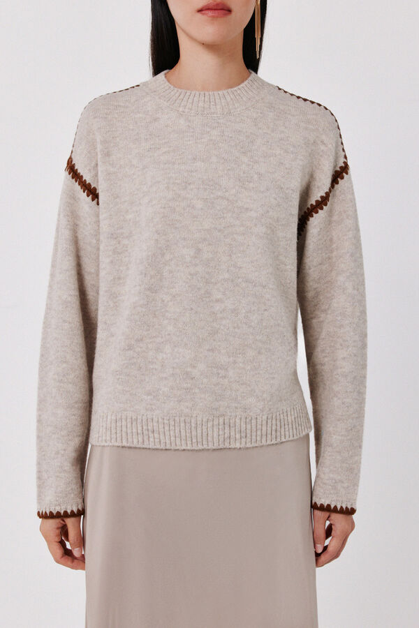 Cortefiel Perkins contrast jumper Beige