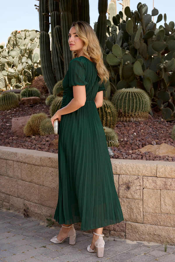 Polín Et Moi Vestido plisado Eulalia Verde oscuro