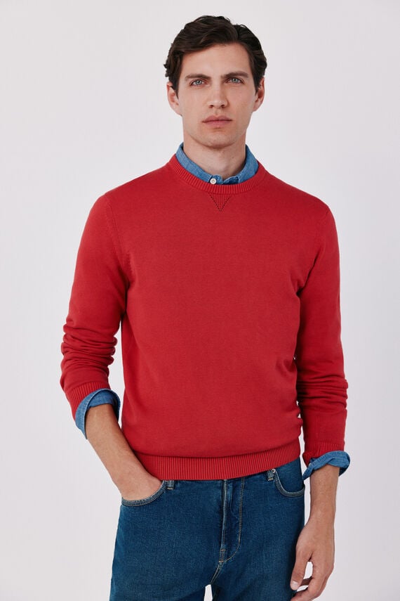 Jersey punto fino algodón cuello redondo