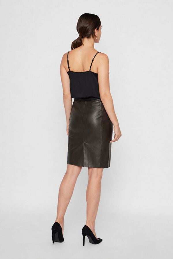 Vero Moda Saia tubo efeito pele Castanho