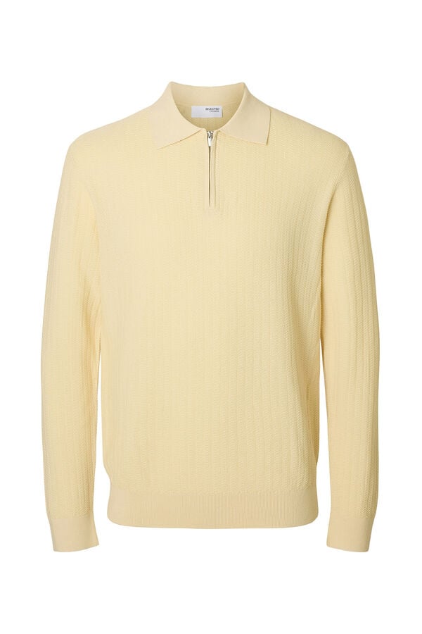 Selected Polo estruturada com meia fecho-éclair  Tostado