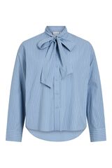 Vila Camisa de riscas com la&ccedil;ada na gola Azul