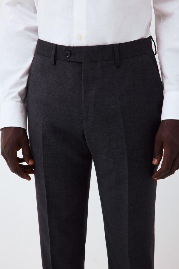 Cortefiel Grey smart fabric plaid slim trousers Dark grey