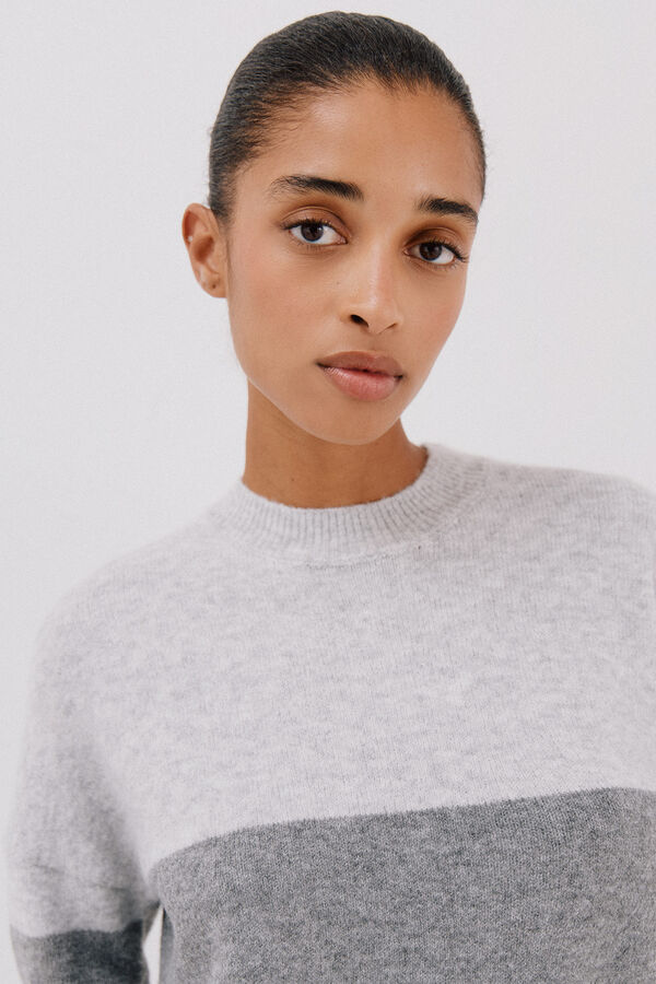 Cortefiel Striped soft feel jumper Grey