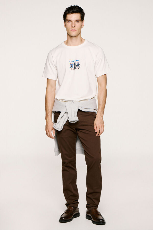 Selected T-shirt manga em colaboração com a PANAM  Branco