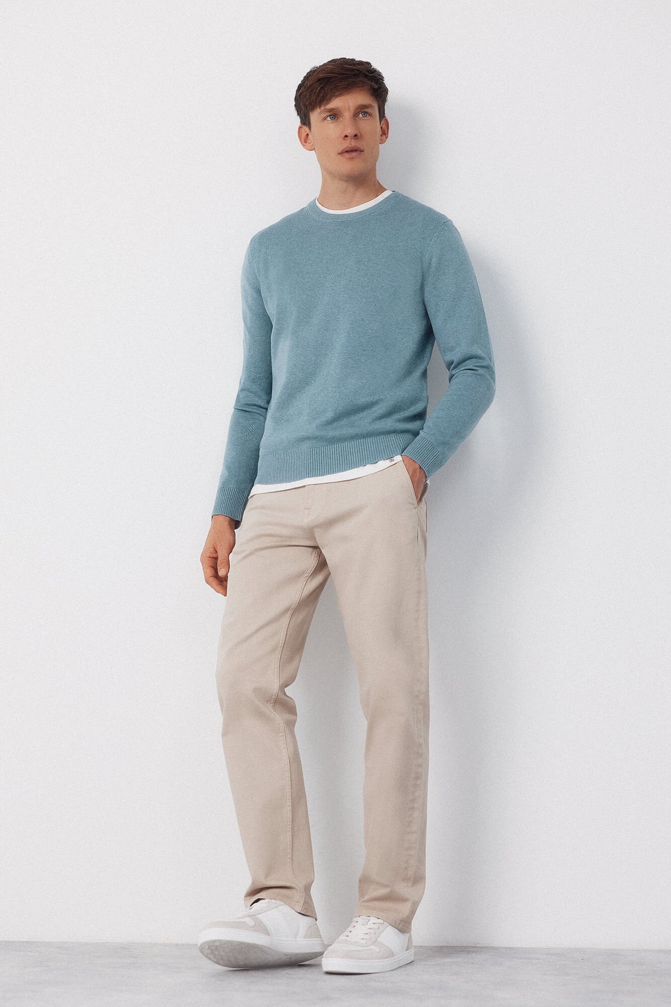 Cortefiel Basic cotton knit round neck jersey-knit