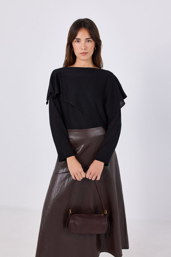 Cortefiel Metallic cape jumper Black