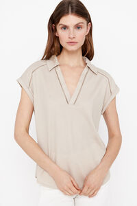 Cortefiel Hemstitch polo shirt Nude