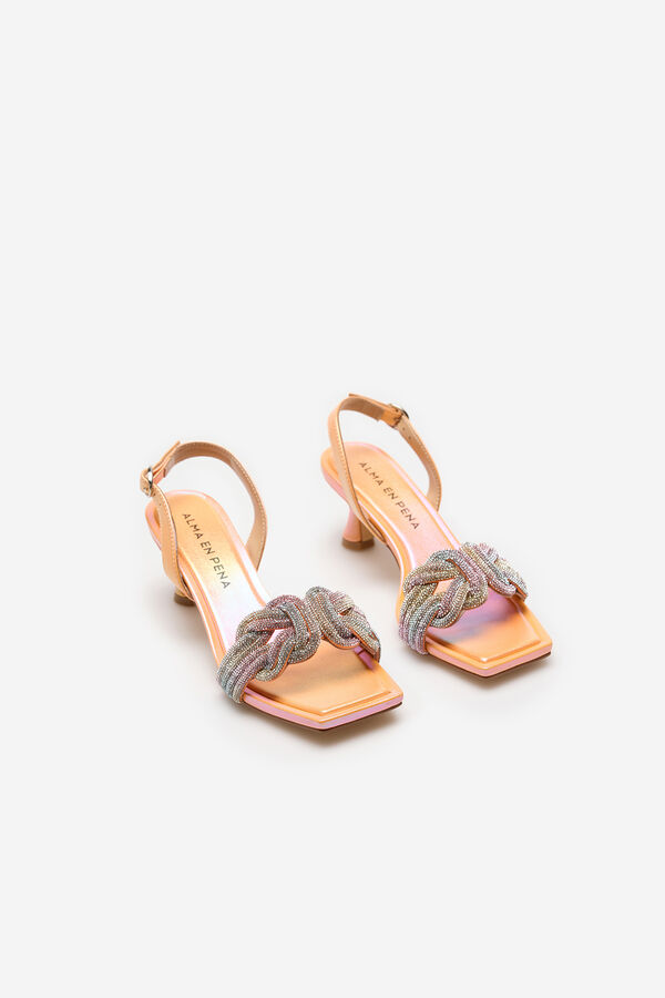 Cortefiel Knotted strap heeled sandals Orange