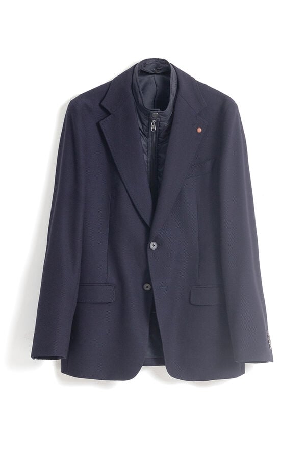 PuroEGO <br>Blazer slim com gola removível Azul