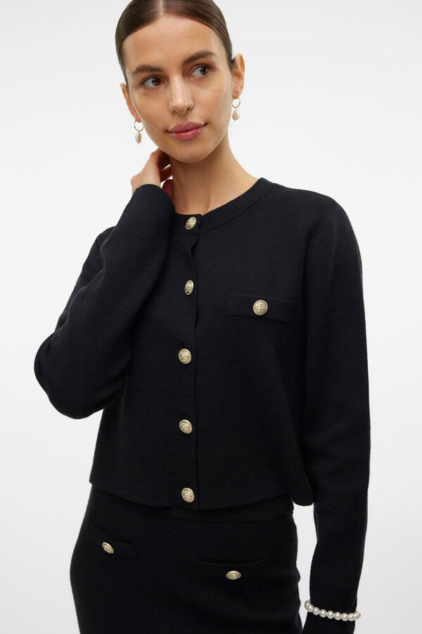 Cortefiel Contrast trim cardigan  Black