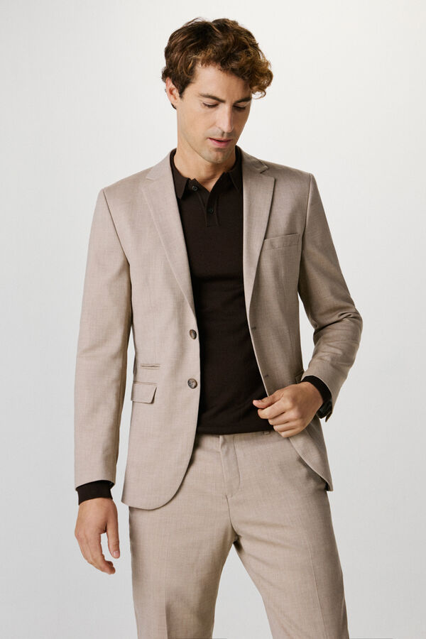 Selected Blazer Slim Fit com lã Castanho