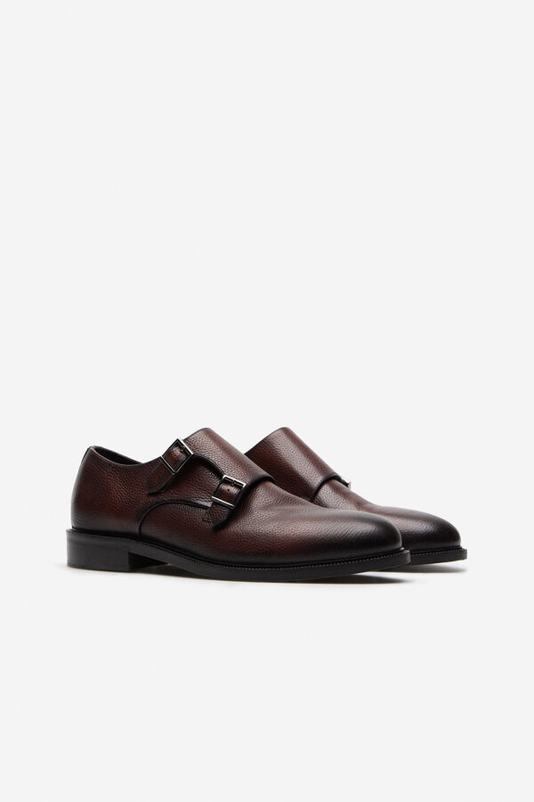 Cortefiel Double-buckle dress shoe Dark brown