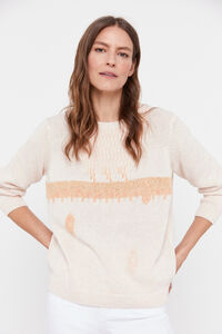 Cortefiel Jumper with linen Ivory
