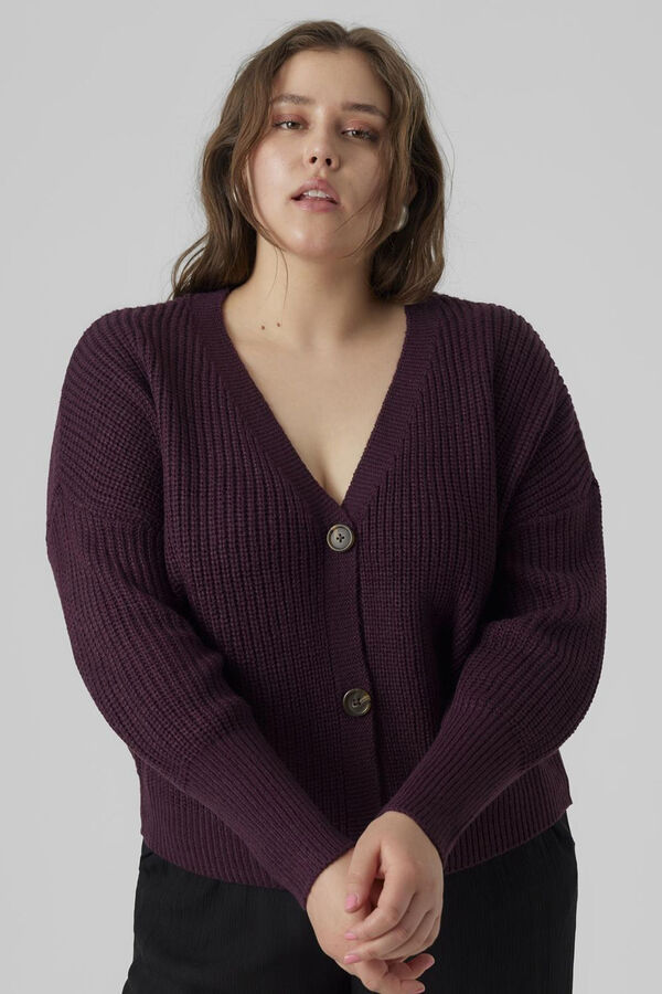 Cortefiel Cardigan de malha malha plus size Roxo