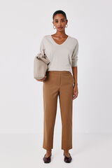 Cortefiel Straight trousers with elasticated back Beige