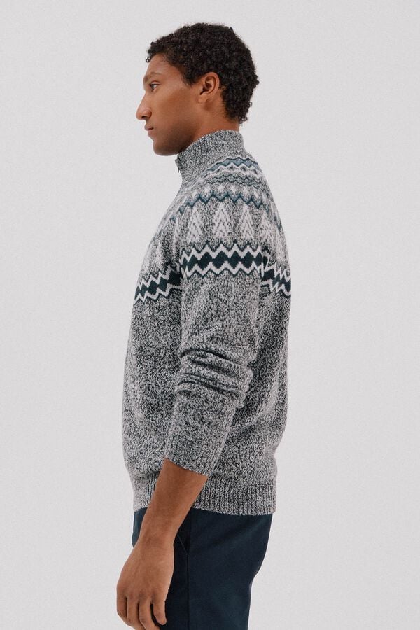 Cortefiel Christmas sweater with a high neck Dark grey