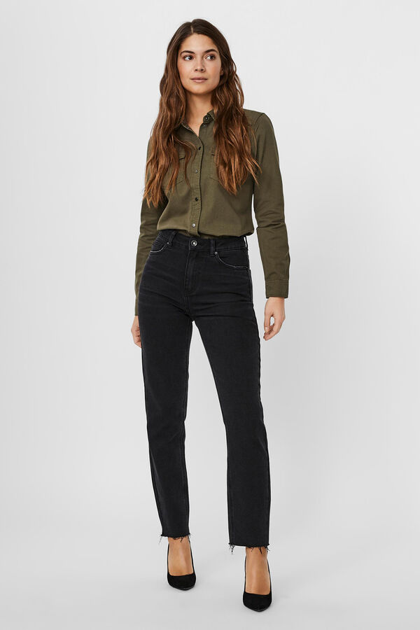 Cortefiel Straight high-rise jeans Black