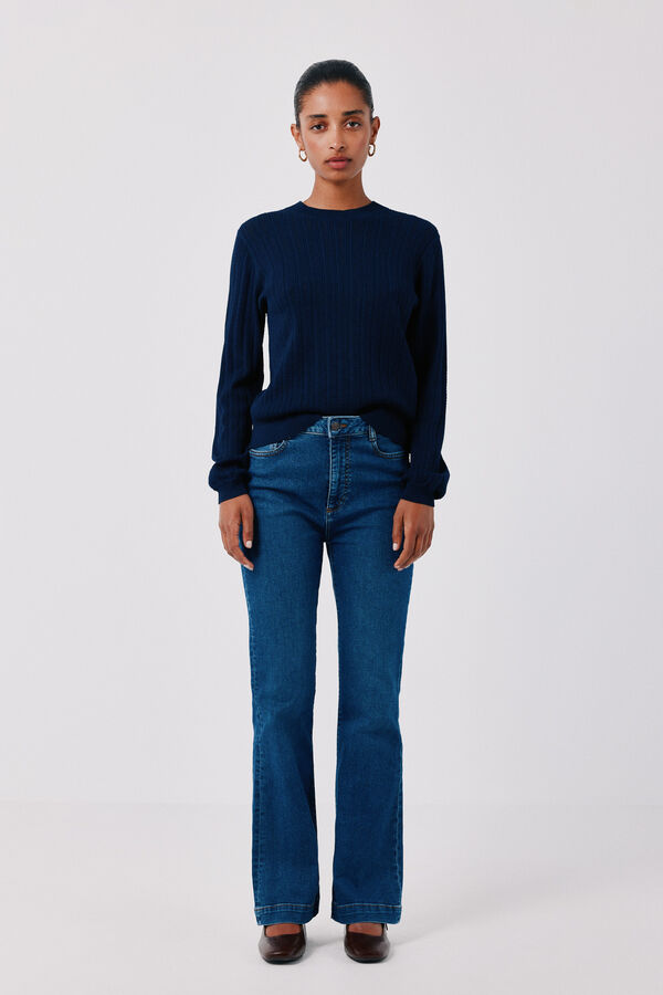 Cortefiel Textured crew neck jumper Navy