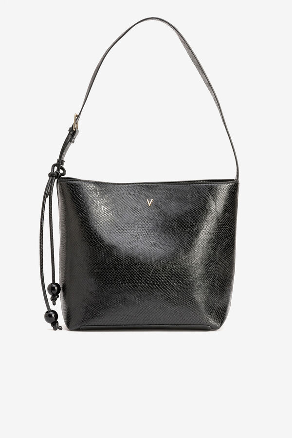 Vilanova Mala de ombro com efeito de cobra Preto