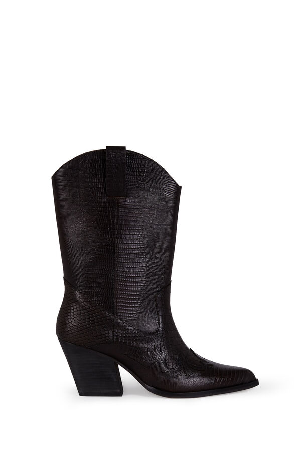 Slowlove Bota estilo cowboy realizada en piel con efecto cocodrilo Black