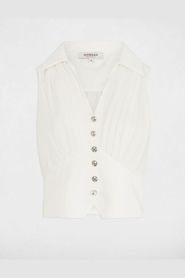 Morgan Top plissado sem mangas Branco
