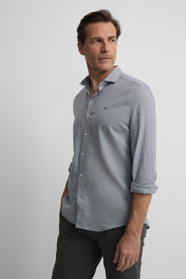 Silbon Camisa sport em linho Azul