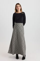 Vero Moda Saia comprida aos quadrados Tostado