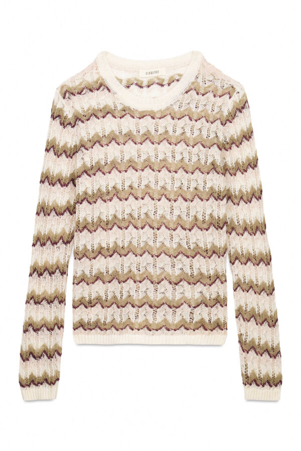 Slowlove Jersey calado multicolor Estampado beige