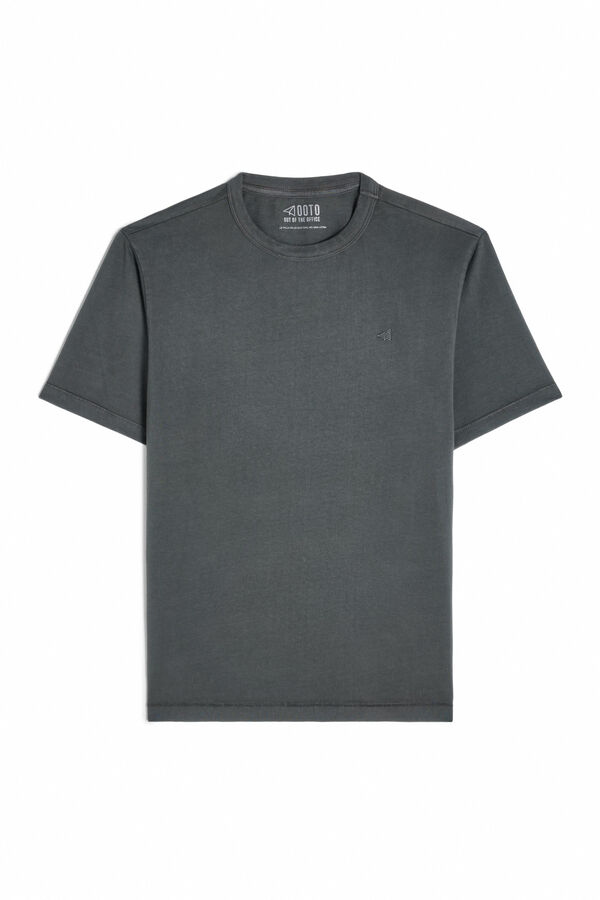 Cortefiel Essential T-shirt with embroidered OOTO plane Grey