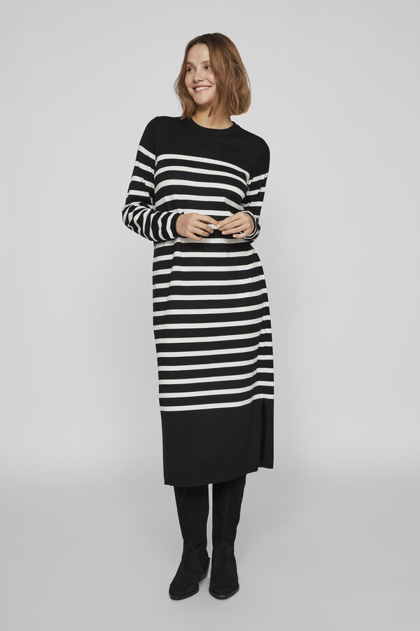 Cortefiel Jersey-knit dress with long sleeves Black