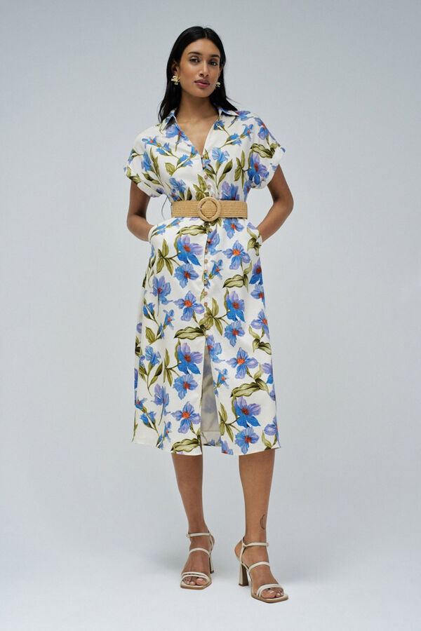 Salsa Jeans Vestido camisa de linho Azul