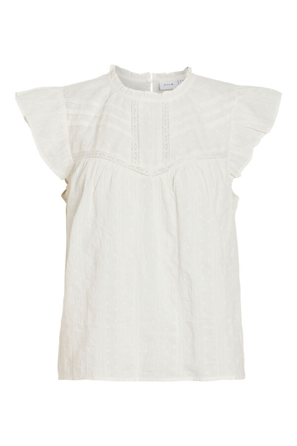 Vila Organic cotton short sleeve blouse White