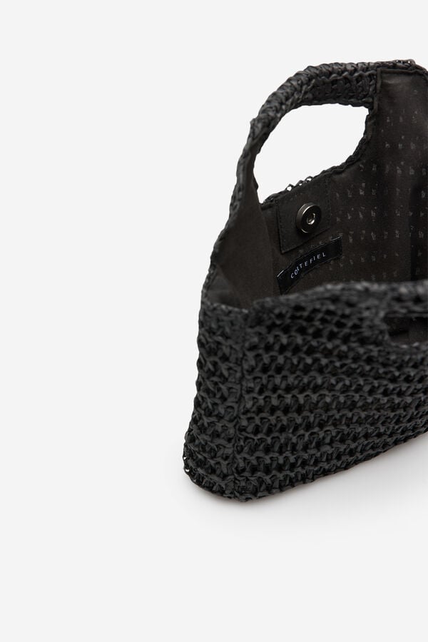 Cortefiel Mala tran&ccedil;ada de r&aacute;fia Preto