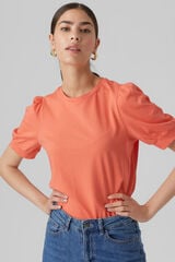 Vero Moda Tampo de algodão de manga folhada Vermelho