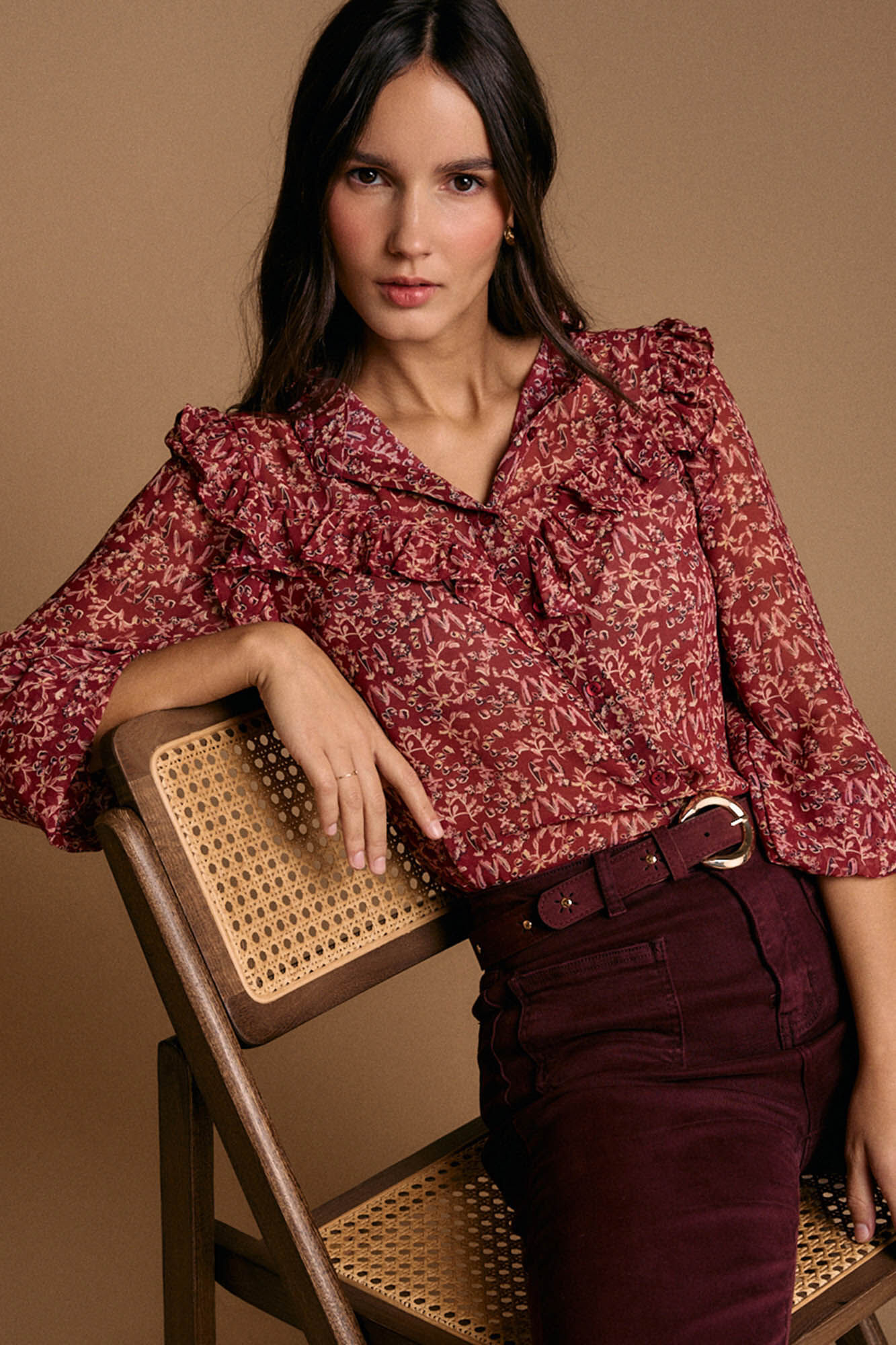 Pol&iacute;n Et Moi Camisa estampado Lidia com babados